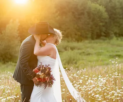 wedding items spread on a table